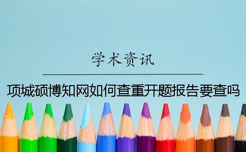 项城硕博知网如何查重？开题报告要查吗？